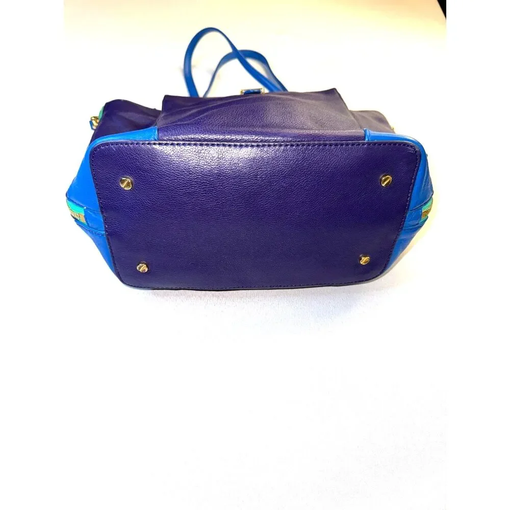 Tory Burch Blue, Purple, Green Color Blocked leather purse.